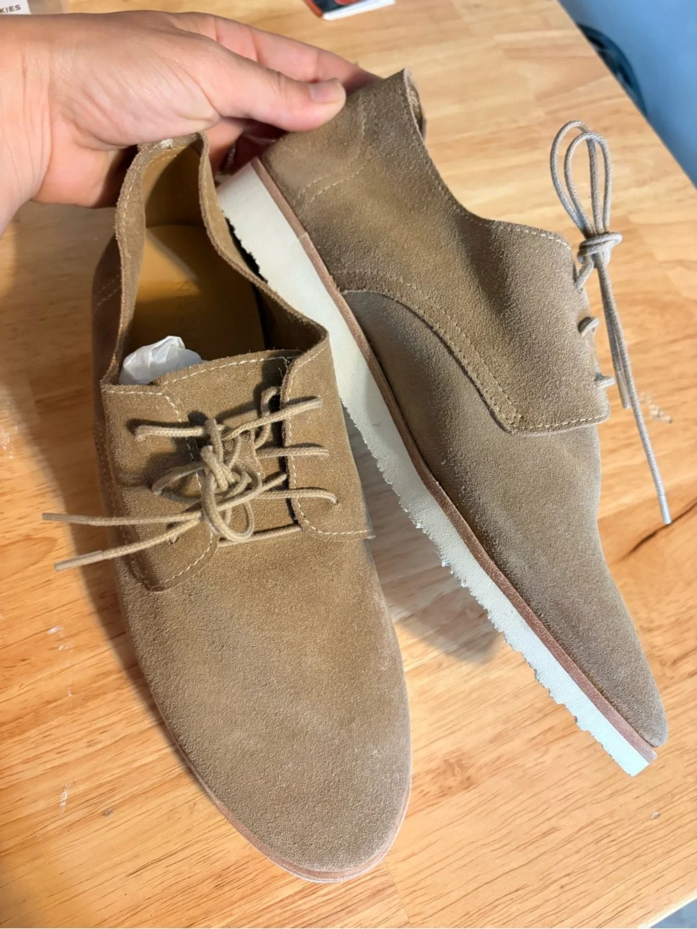 Nisolo Women's Suede Lace-Up Flats in Beige Tan